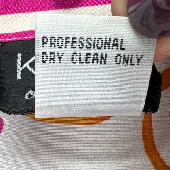 Koos Of Course Vintage Blouse Womens L Pink White Silk Abstract 90s Retro Top - Picture 12 of 14